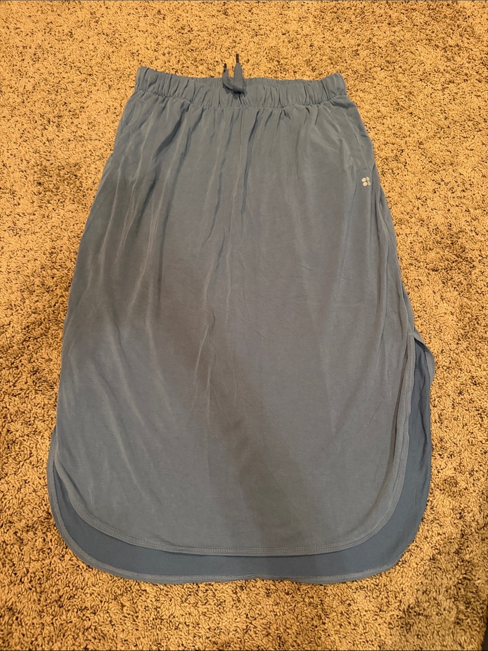 Sweaty Betty Dusty Blue Midi Skirt with Drawstring Waist